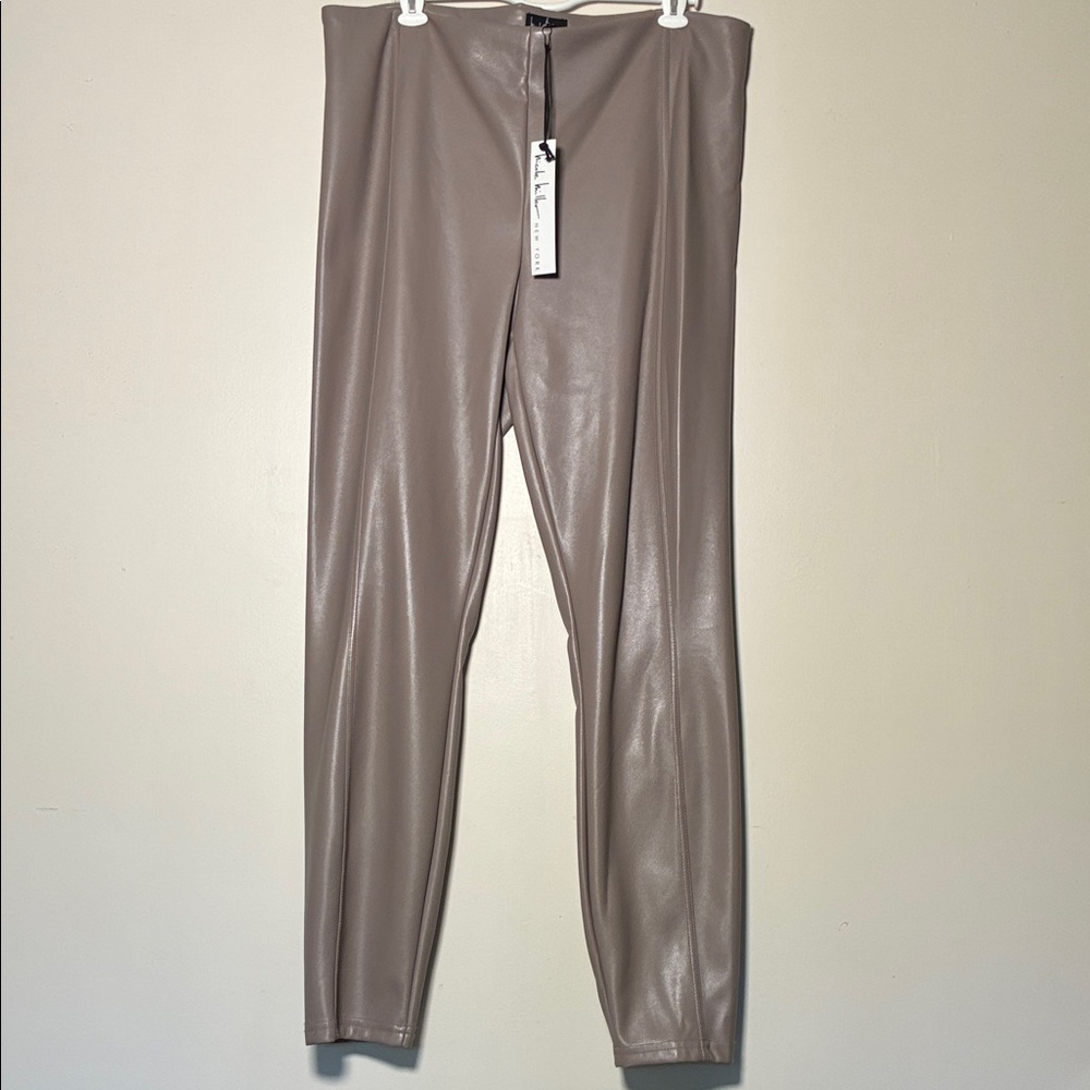 Nicole Miller Taupe Faux Leather Pants